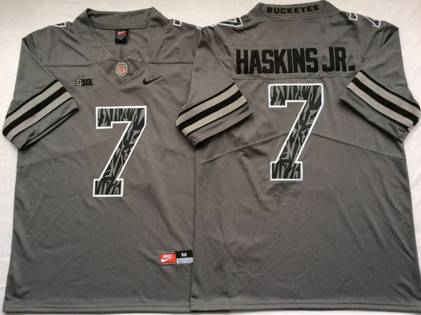 NCAA Men Ohio State Buckeyes GRAY #7 HASKINS JR.->ncaa teams->NCAA Jersey